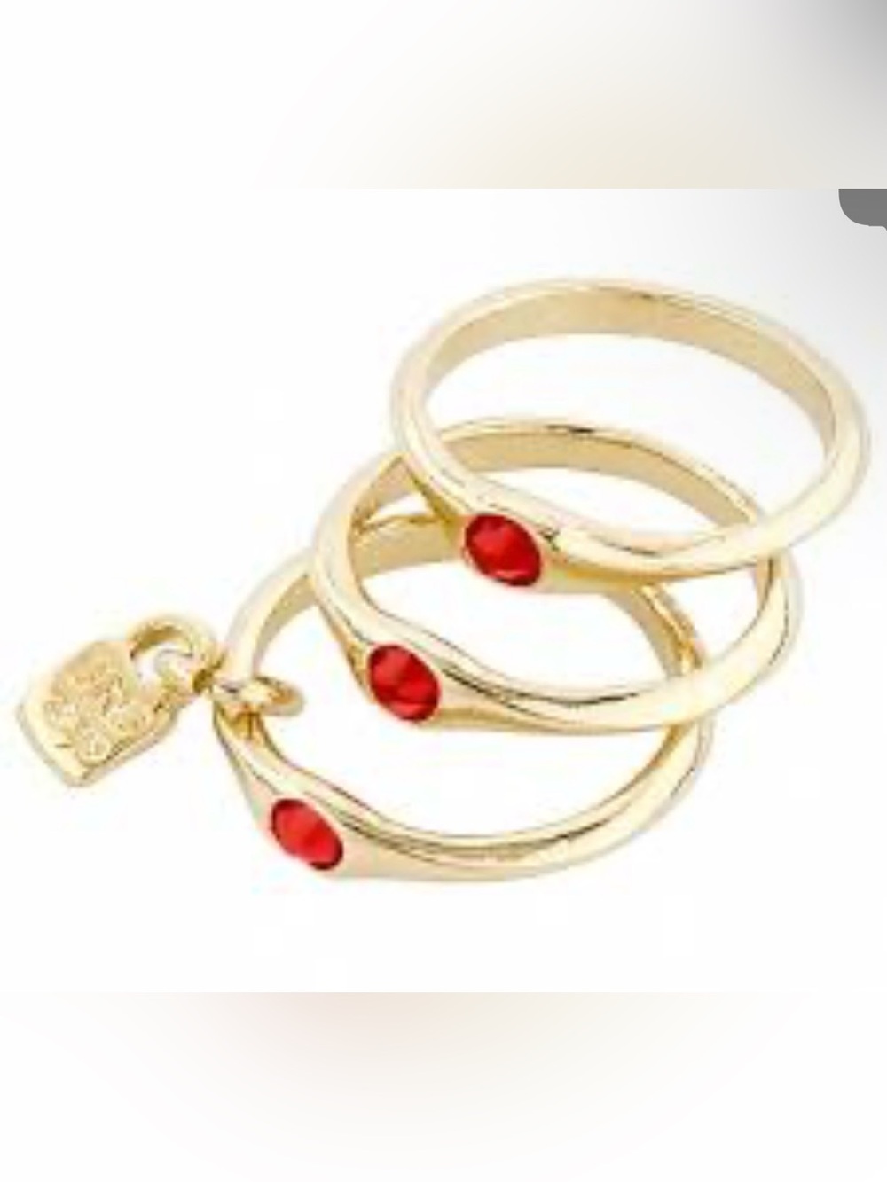Uno de 50 triple ring with red crystals